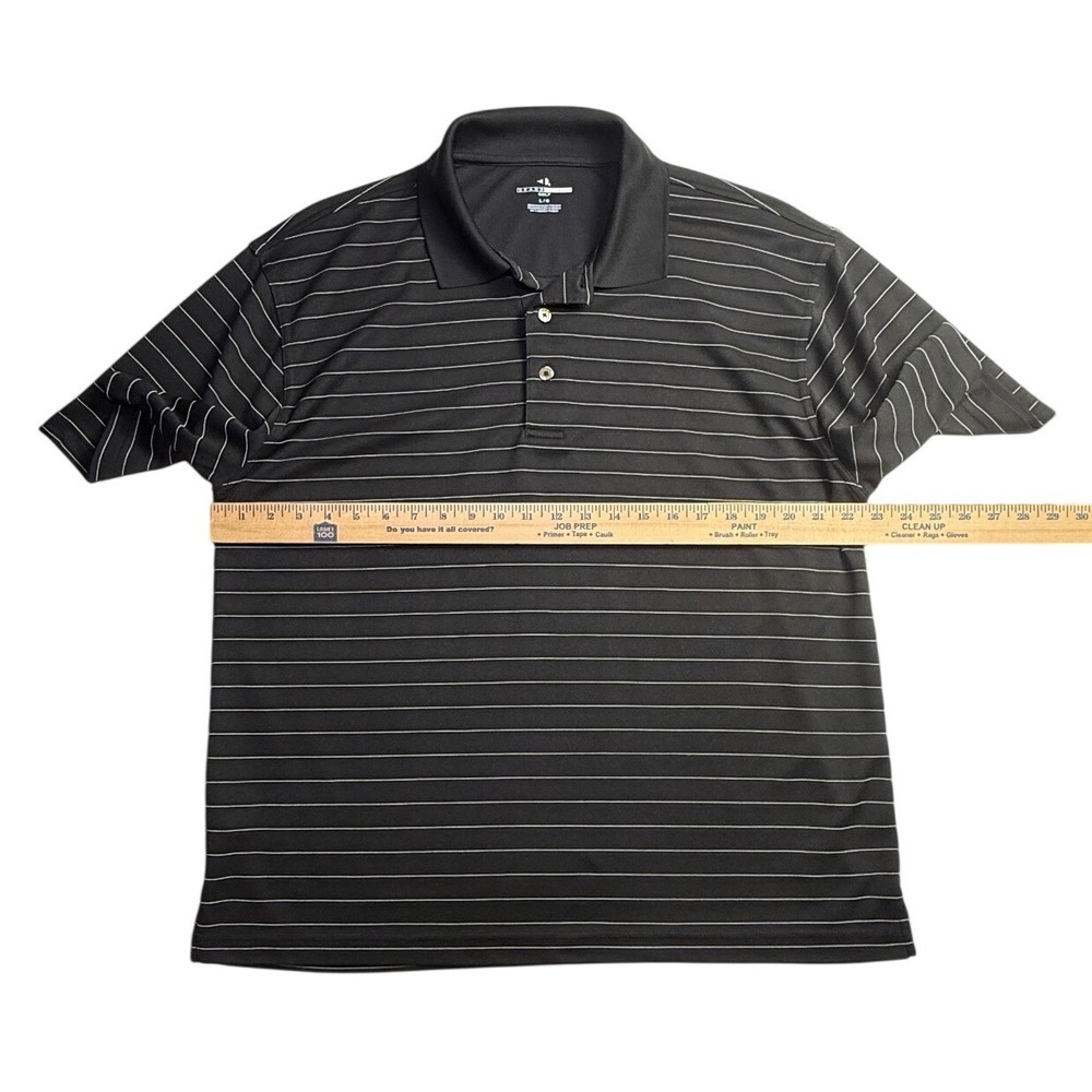 Grand Slam Golf Mens Large Polo Shirt Black Striped Short Sleeve Polyester-2527 - Picture 5 of 6